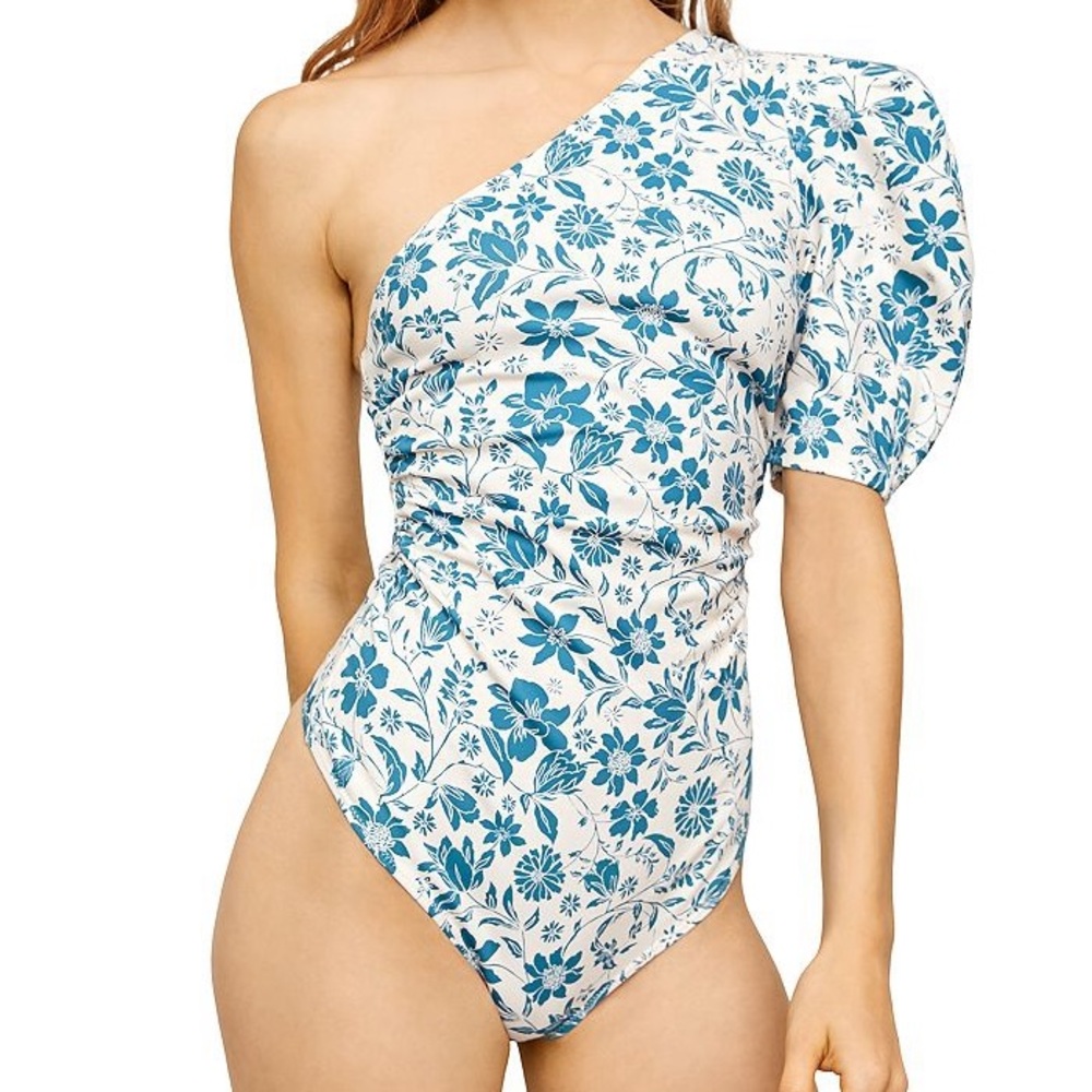 Free People Somethin’ Bout You Puff Sleeve Floral Bodysuit